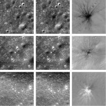 Mosaic of images showing change of the lunar surface over time