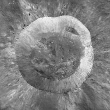 View of Giordano Bruno crater on the Moon from orbit