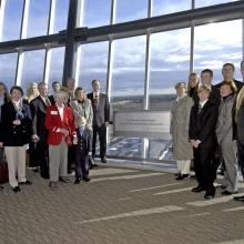 Mary Engen with her family at the Dedication of the Engen Tower at UHC