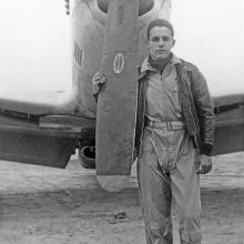 Don Lopez with North American P-51 during World War II