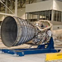 Space Shuttle Main Engine in the Mary Baker Engen Restoration Hangar