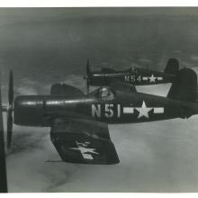 John Glenn flying his VMF-155 Corsair, 1943