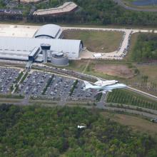 Space Shuttle Discovery Flies over the Udvar-Hazy Center prior to its delivery to the Udvar-Hazy Center.