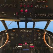 View inside the cockpit of the Boeing 307 Stratoliner