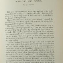 A page of an article from the late-1800s about a potential connection between bicycles and flight.