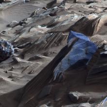 Volcanic rocks found near an ancient volcanic area on Mars.