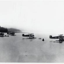 The Army Air Service installing floats