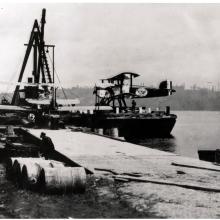 The Army Air Service installing floats