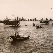 Two of the World Cruisers anchored in the chaotic harbor of Shanghai, China