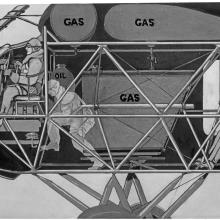 A depiction of modifications made to the T-2 with small pilots drawn to show where changes were made.