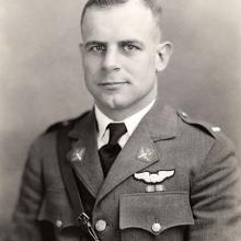 James H. “Jimmy” Doolittle, a white male air racer turned World War II pilot, poses for a portrait in U.S. Army Air Service uniform.