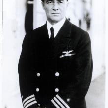 Kenneth Whiting, a white male, poses for a portrait wearing his U.S. Navy uniform.