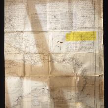 A mapped chart of the Caribbean that Lindbergh used on his trip to Cuba, featuring a speech he wrote for his stop in Havana.