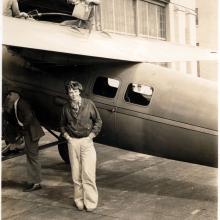 Amelia Earhart Beside Her Lockheed 5C Vega