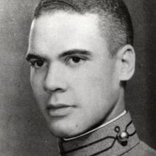 Benjamin O. Davis Jr., leader of the Tuskegee Airmen, poses formally.