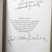 Written dedication and autograph on the dedication page of an autobiography.