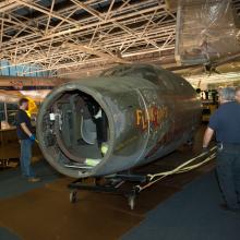 Moving the Martin B-26B Marauder <em>Flak-Bait</em>'s Forward Fuselage