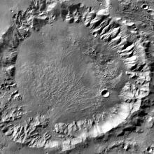 Alluvial Fans on the Floor of a Crater on Mars