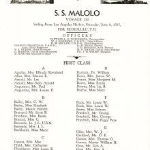 S.S. <em>Malolo</em> Passenger List 2