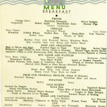 S.S. <em>Malolo</em> Breakfast Menu