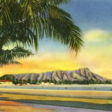 Sunset on Diamond Head Postcard