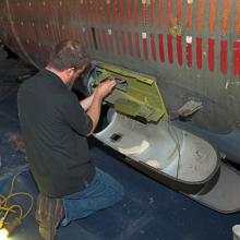 Moving the Martin B-26B Marauder <em>Flak-Bait</em>'s Forward Fuselage