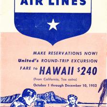 United Airlines Timetable 1952