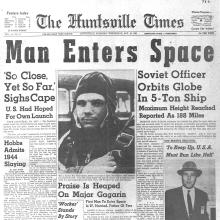 Newspaper clip for Yuri Gagarin