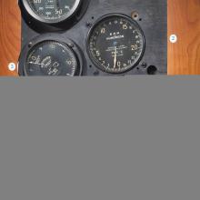 Three measuring instruments on a panel used during the historic T-2 flight. Panel has been removed from the aircraft.