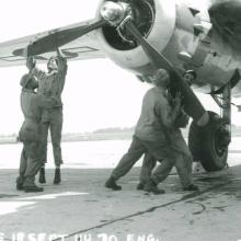 Technicians prepare B-25 