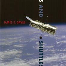 A book cover discussing NASA's relationships with the Department of Defense and the Central Intelligence Agency. The cover features an image of a golden-colored spacecraft orbiting over Earth.