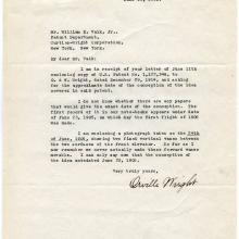 Letter from Orville Wright to the Curtiss-Wright Corporation