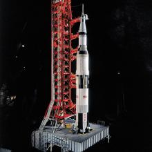 Saturn V rocket model in Apollo to the Moon