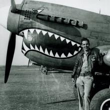 Don Lopez with a Curtiss P-40 in China