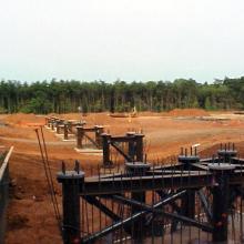 Steel footings for Udvar-Hazy Center Space Hangar