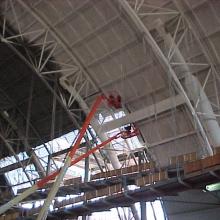 Close-up of Udvar-Hazy Center interior paint work