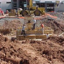 Space Hangar foundation being poured