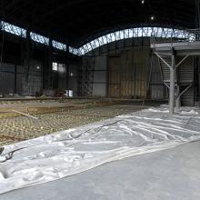 Laying the Udvar-Hazy Center Space Hangar floor