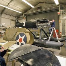 Curtiss R3C-2 Racer in Restoration Shop