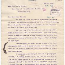 Alexander Graham Bell Letter to Charles D. Walcott (Pg 1)