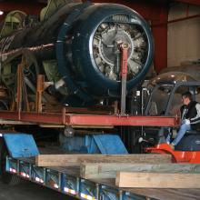 Curtiss SB2C-5 "Helldiver" on forklifts