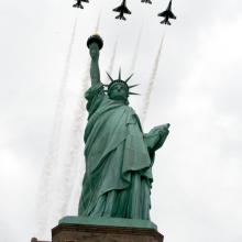 Thunderbirds Fly Over Statue of Liberty