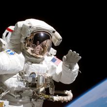 Space Shuttle Astronaut on Spacewalk (STS-115)