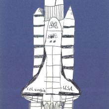 A drawing of the Space Shuttle Columbia, given to Marty Kelsey by one of his students.