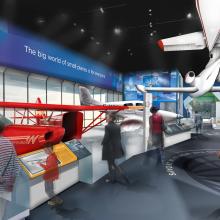 Artist rendering of an upcoming exhibit about general aviation.