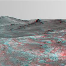 3D Anaglyph of Spirit of St. Louis formation on Mars