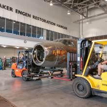 Moving the Martin B-26B Marauder <em>Flak-Bait</em>'s Forward Fuselage