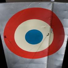 Red, white, and blue United States Air Force roundel on wing of Voisin Type 8 aircraft