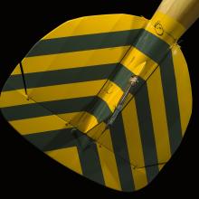 Paddle-shaped yellow and green striped Albatros D.Va Rudder