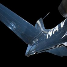 Tail of blue McDonnell FH-1 Phantom I aircraft